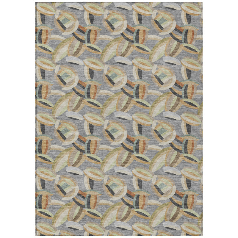 Machine Washable Indoor/Outdoor Chantille ACN2454 Casual Rug, Gray, 8' x 10'