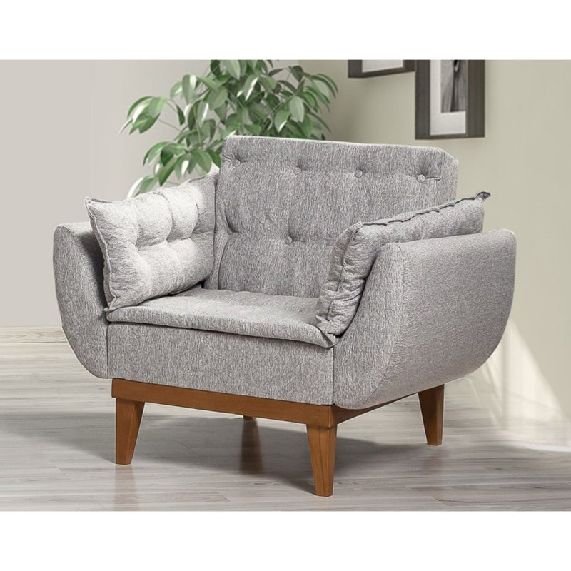 Fauteuil convertible Ailith, 100 % lin gris