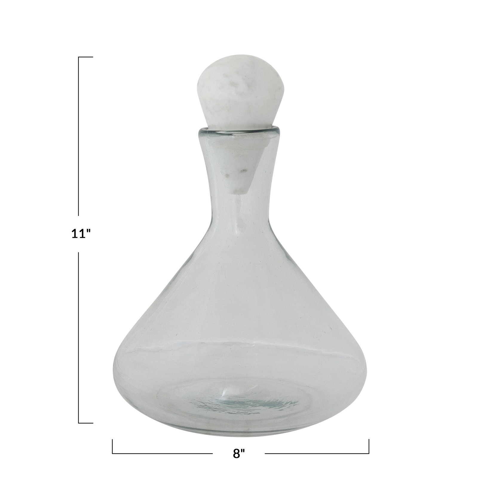 Hand-Blown Glass Decanter with Marble Stopper