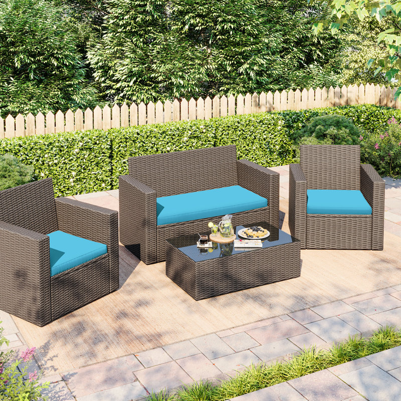 Outdoor Seat Cushions 3” Replacement Cushions Set, Lake Blue