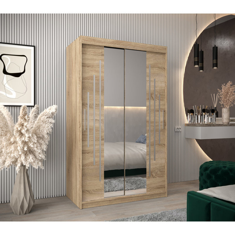 Abdurrahmaan 2 Door Manufactured Wood Wardrobe, Sonoma Oak