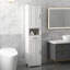 Armoire de rangement pour salle de bain grande et mince - avec tablette ouverte, tiroir, portes encastrées et tablettes réglables