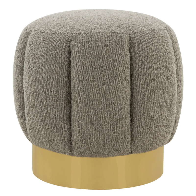 Maxine Round Ottoman, Light Gray Boucle