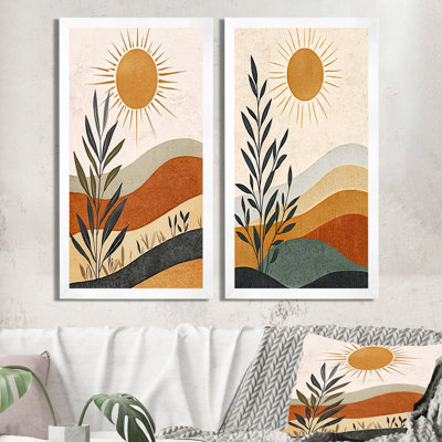 Orange et noir "Bold Desert Retreat - Botanicals", art mural encadré 2 pièces