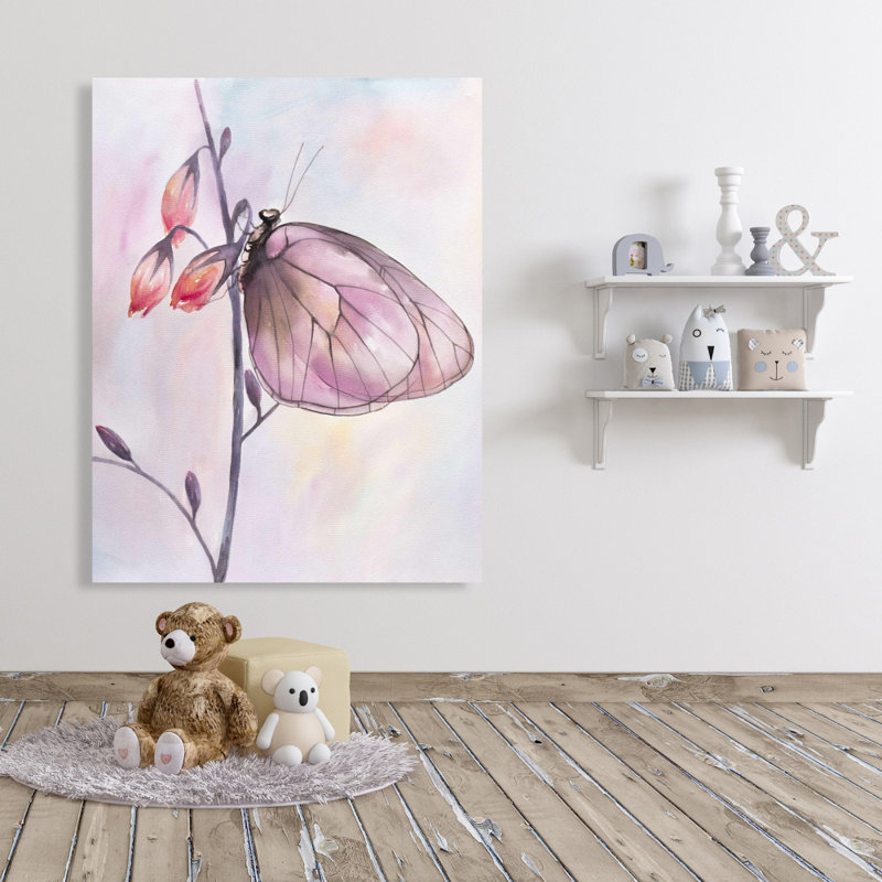 Délicat papillon - Toile d'insecte rose pour la décoration intérieure