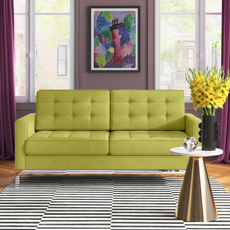 Loft Upholstered Fabric Loveseat, Wheatgrass