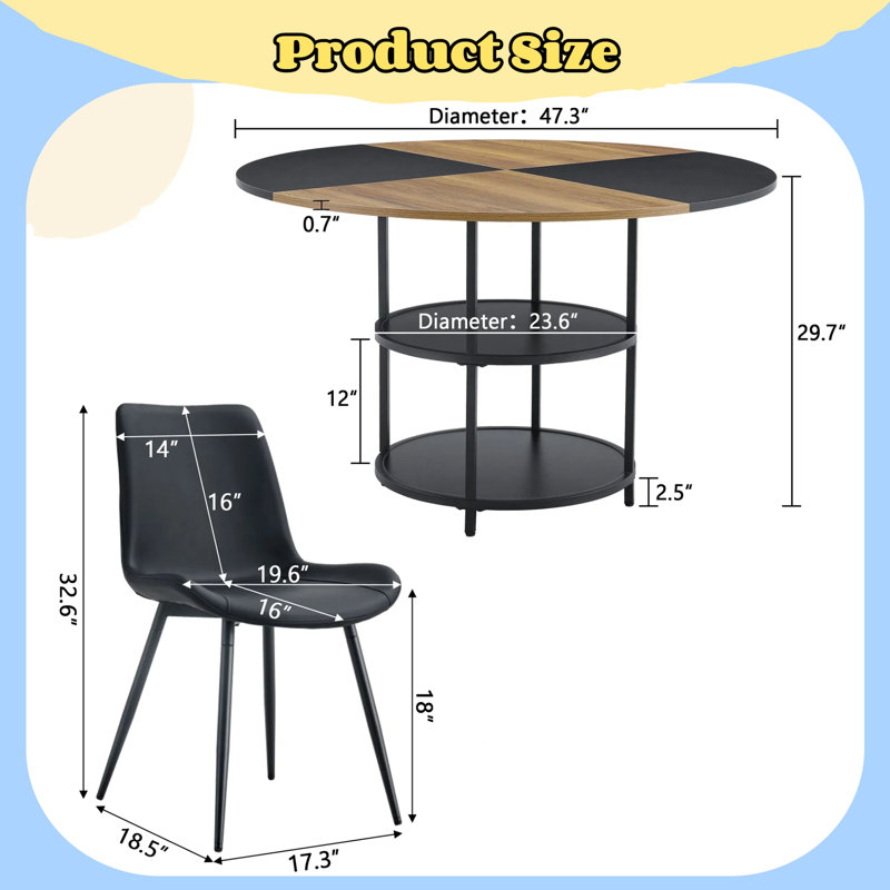 Ensemble de table de salle à manger 47,3 "et 4 chaises