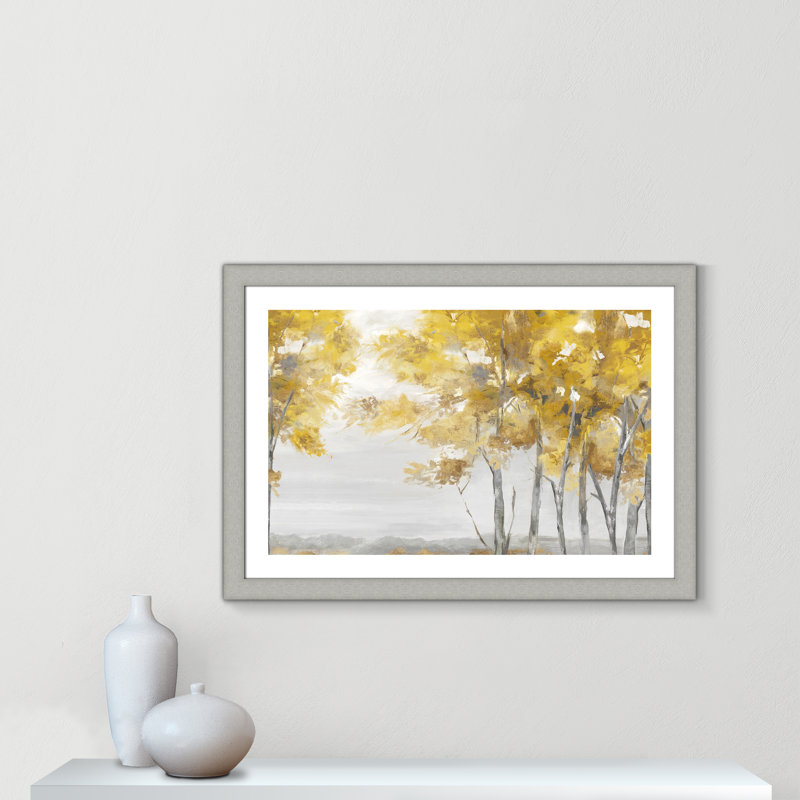 Jaune altruiste - Art encadré autoportant, Cadre argent brossé, H 27 po x l 37 po x P 1,25 po
