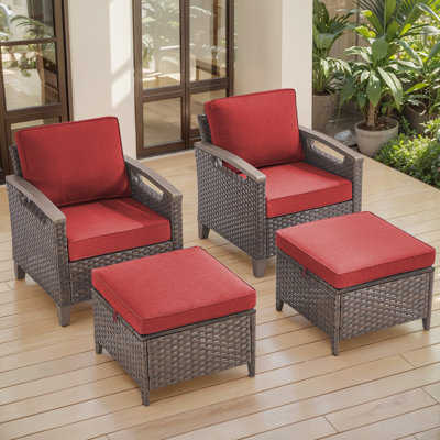 Chaises longues d'extérieur en osier avec repose-pieds Arundel (ensemble de 2)