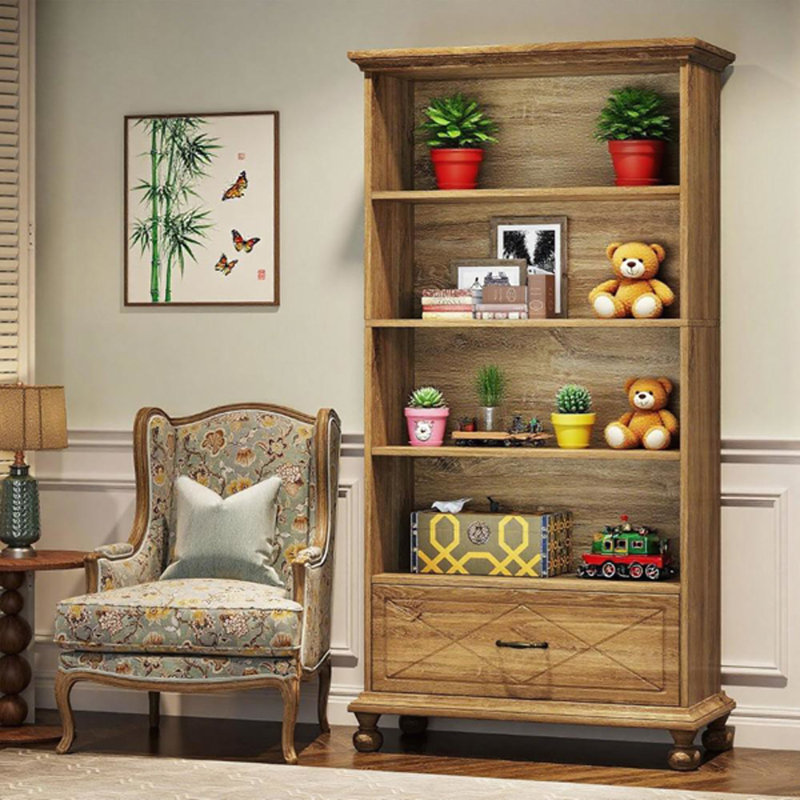 Bookcase with Drawer Storage, Natural