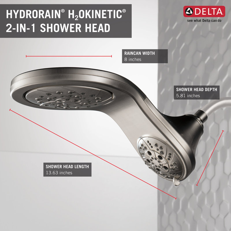 Multi Function Dual Shower Head with TouchClean, Stainless Steel