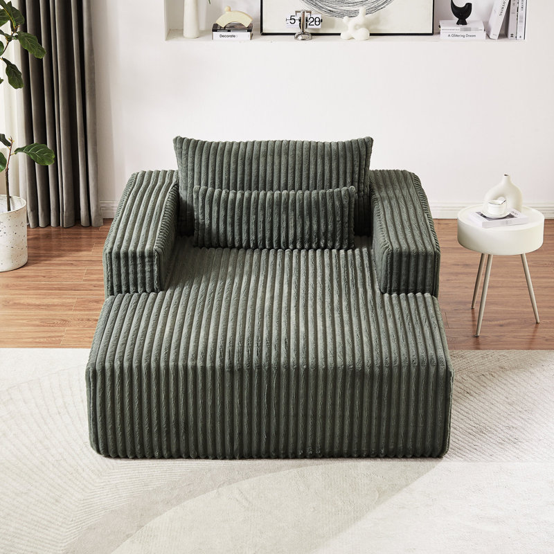 Fauteuil en velours côtelé de 75 pouces - aucun assemblage requis, Vert d’armée