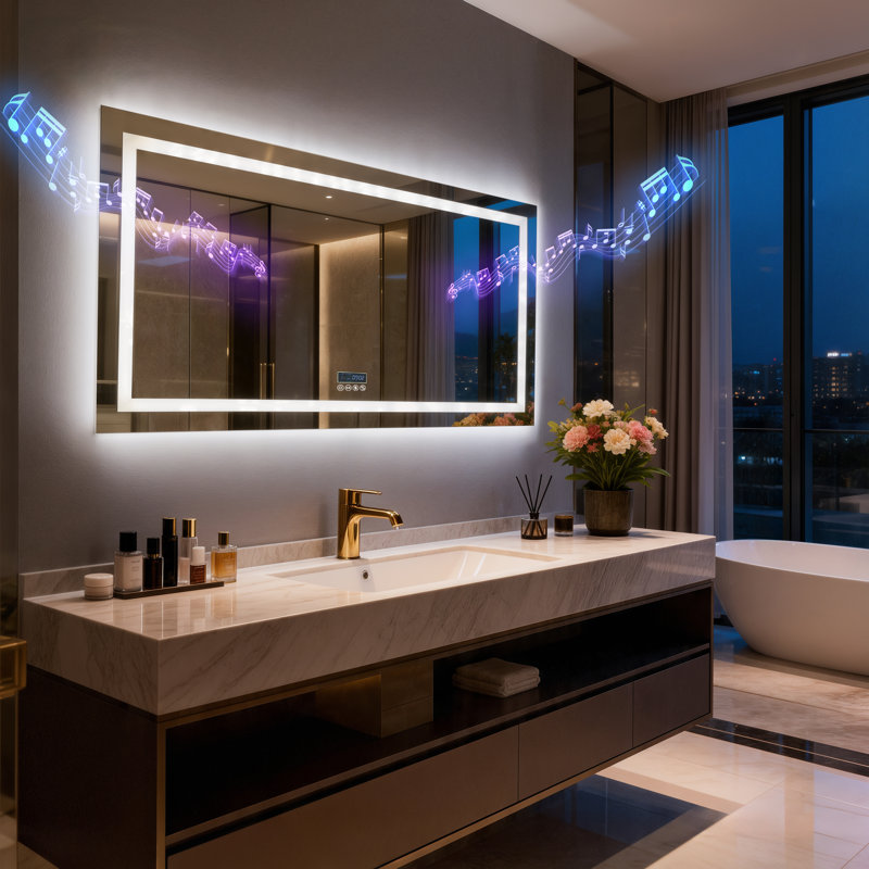 Rectangle Bluetooth Led Mirror, 80 cm H x 140 cm W