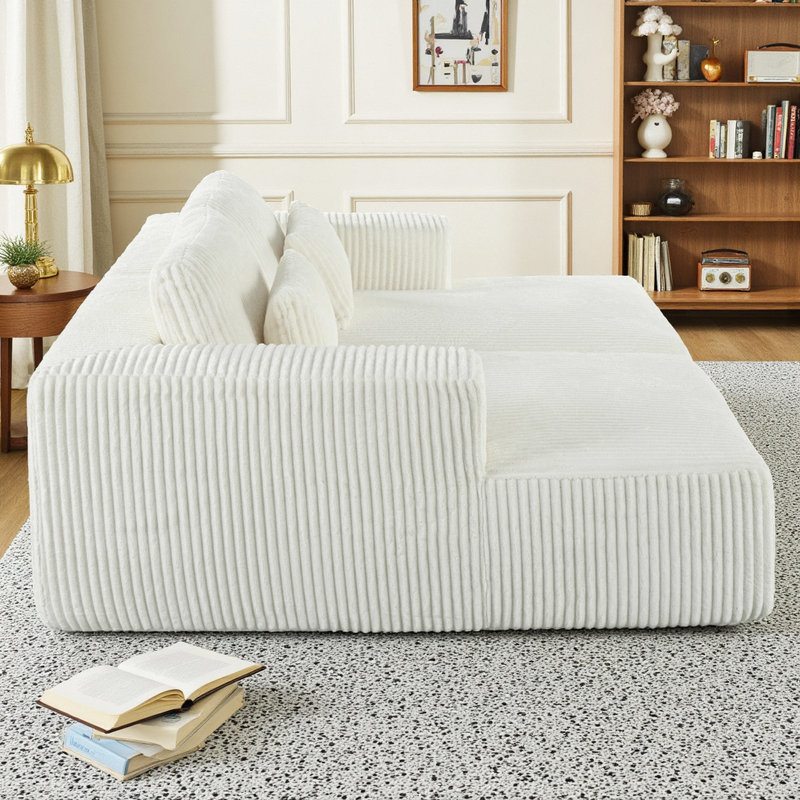 Canapé-lit convertible en velours côtelé 86,6 po, Beige