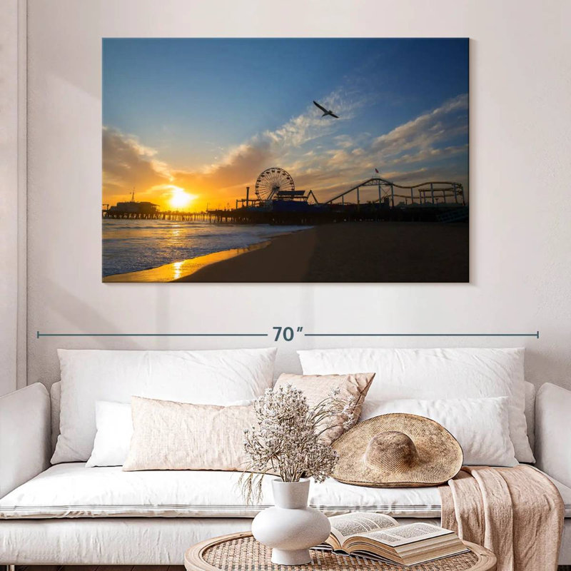 Scène de plage Gillard Santa Monica, H 34 po x l 51 po