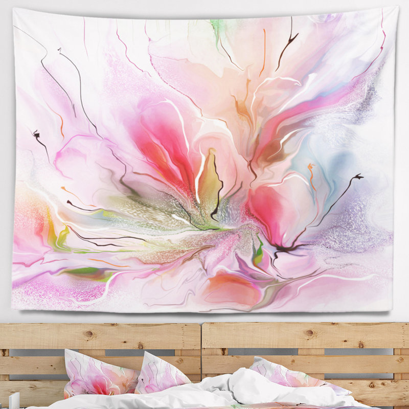 Tapisserie à motif floral peint, H 32 po x l 39 po