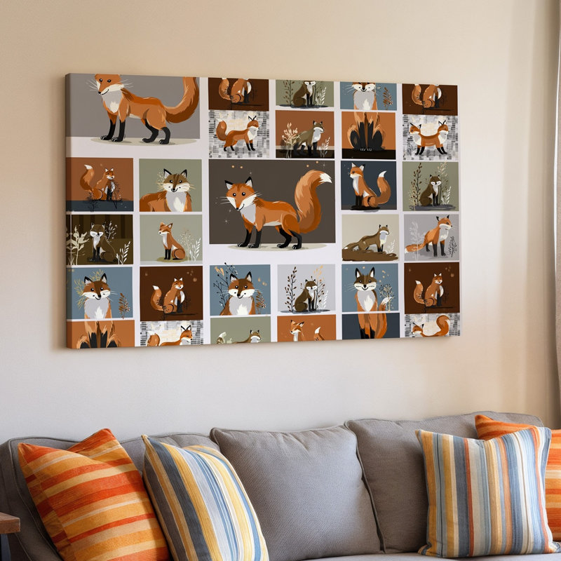 Reproduction d'art sur toile, "Fox", H 9 po x l 12 po