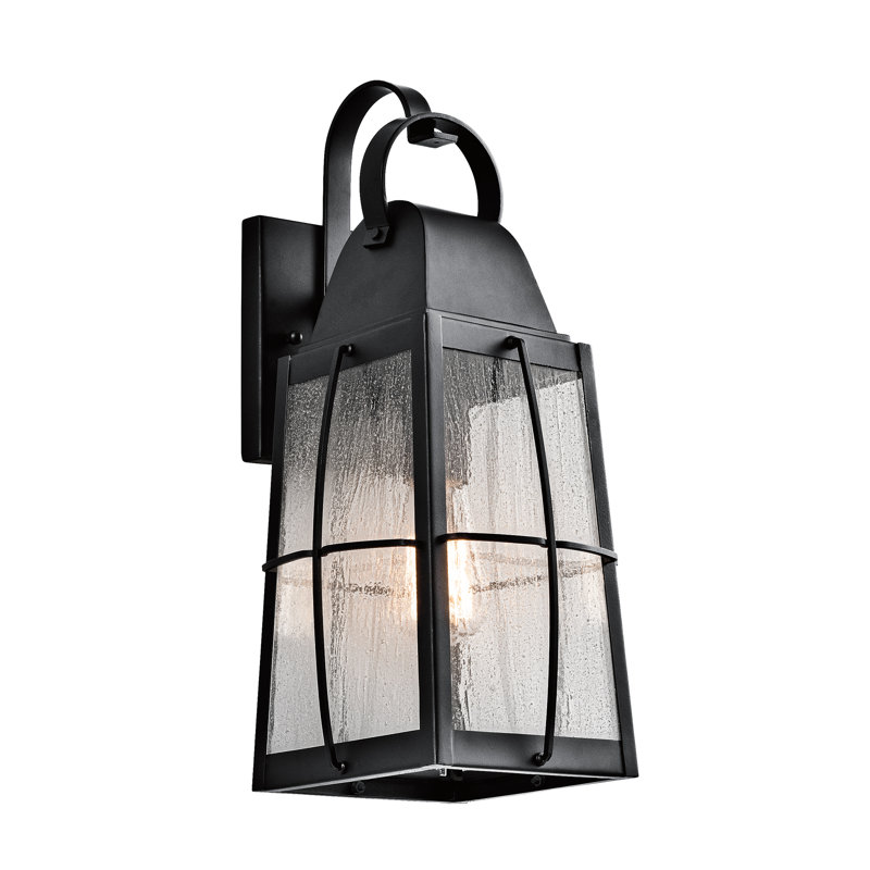 Tolerand 17.75" 1-Light Textured Black Outdoor Wall Lantern, 17.75" H x 7.75" W x 8.50" D