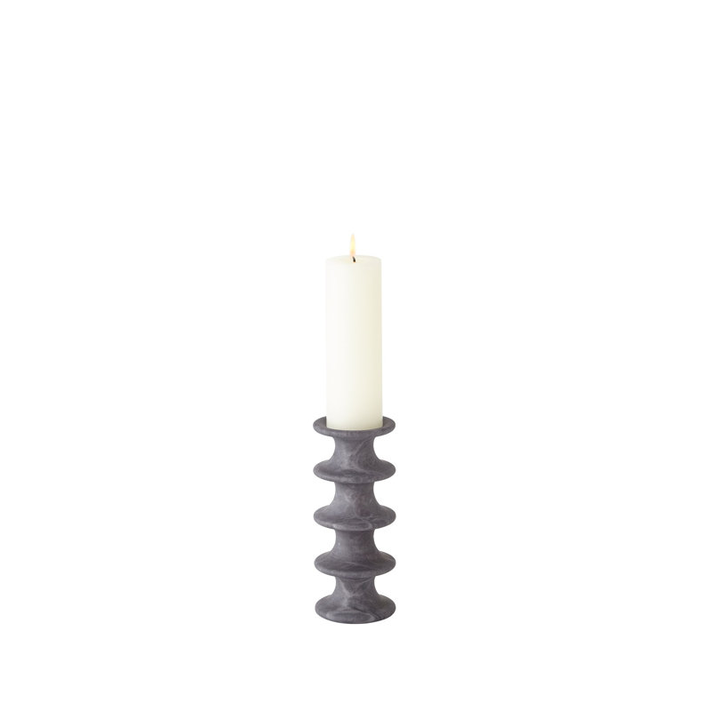 Ridge Alabaster Candlestick-Lg, Black, 7.25" H x 3" W x 3" D