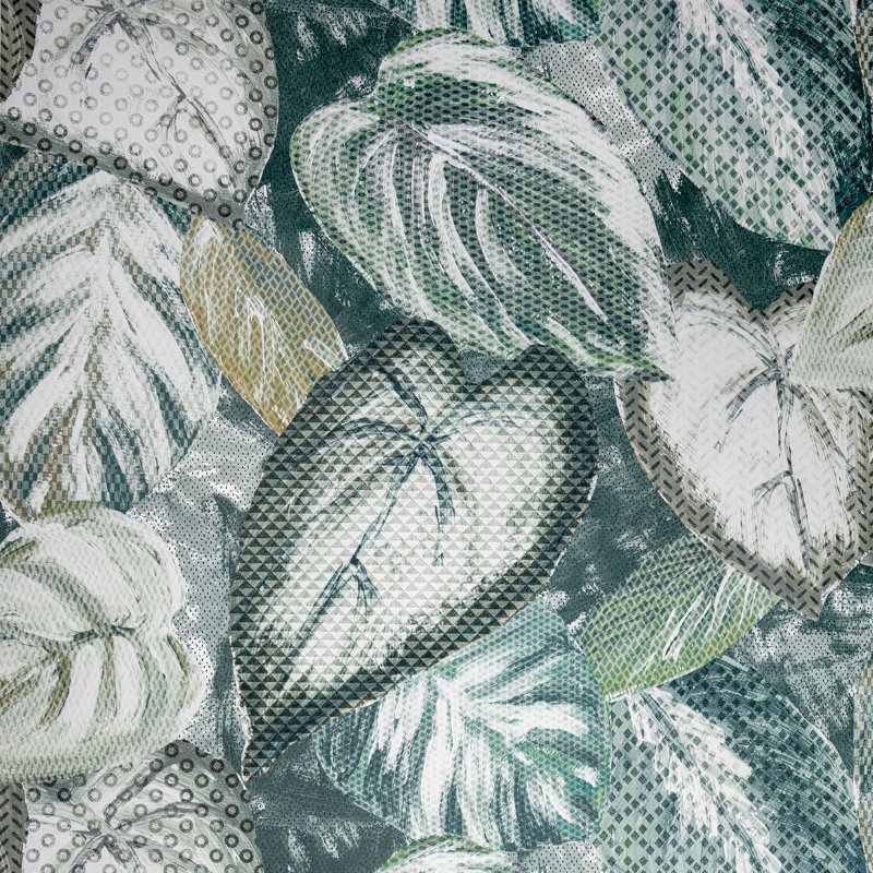 Chelchowska Collection Glass Bead Finish Ficus Leaf 10.05m x 70cm Wallpaper Roll, Green