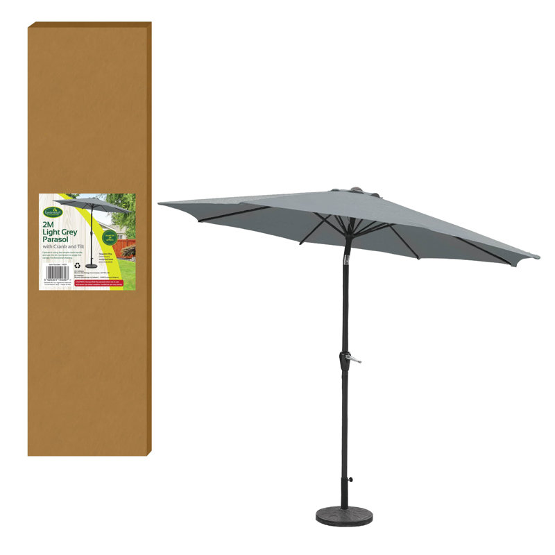 Annetha 2M Parasol Crank & Tilt 6 Ribs, 200cm H x 250cm W x 250cm D, Grey