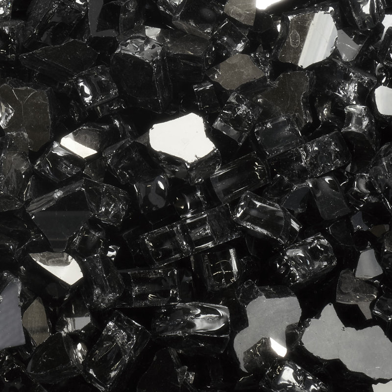 Dark Matter Black Reflective Tempered Fire Glass, 10 lb Jar