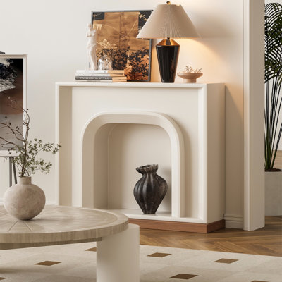 42.52"Modern Minimalist White Fireplace Mantel