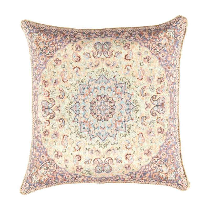 Coussin persan en soie 20 po, Cachemire beige