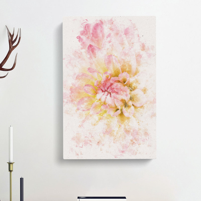 Pink Dahlia Flower Abstract - Wrapped Canvas Painting, 60cm H x 40cm W x 3cm D