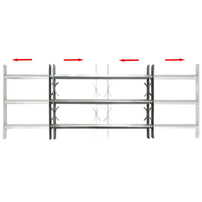 Adjustable Security Grille for Windows with Crossbars, 17.7" H x 17.3" W x 0.13" D