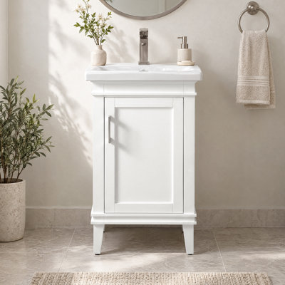 Ensemble de meuble-lavabo simple autoportant 20 po avec plateau en céramique Reynaldo
