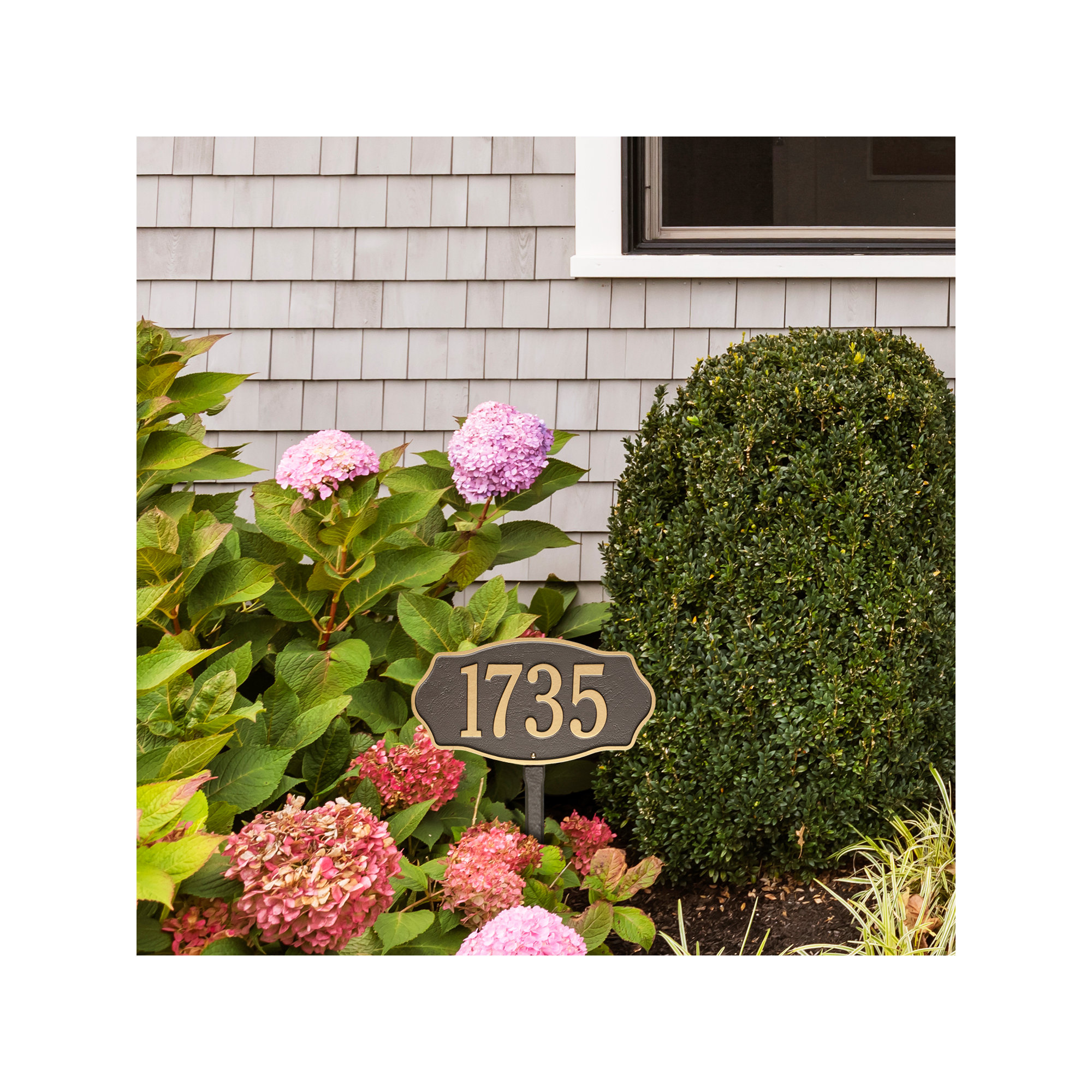 Hampshire 1-Line Lawn Address Sign, Bronze/Gold, Yes