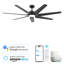 Ventilateur de plafond intelligent 65 po moderne avec lumière, 7 pales en ABS durables-330736367-330736368