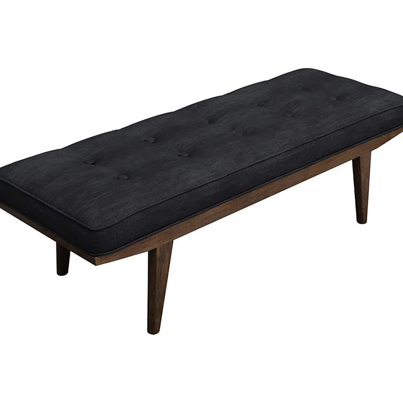 Grey And Oak Tufted Bench