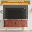 Meuble télé 47,2 po en noyer avec porte coulissante, console de divertissement moderne avec rangement pour le salon ou la chambre à coucher-1517719047