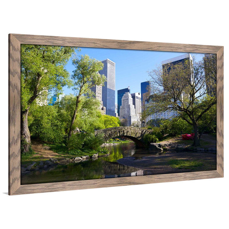 «Central Park NYC», reproduction de photo encadrée, H 27,5 po x l 39,5 po x P 0,75 po, Cadre taupe délavé
