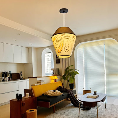 Luminaire suspendu conique 1 lumière avec motif