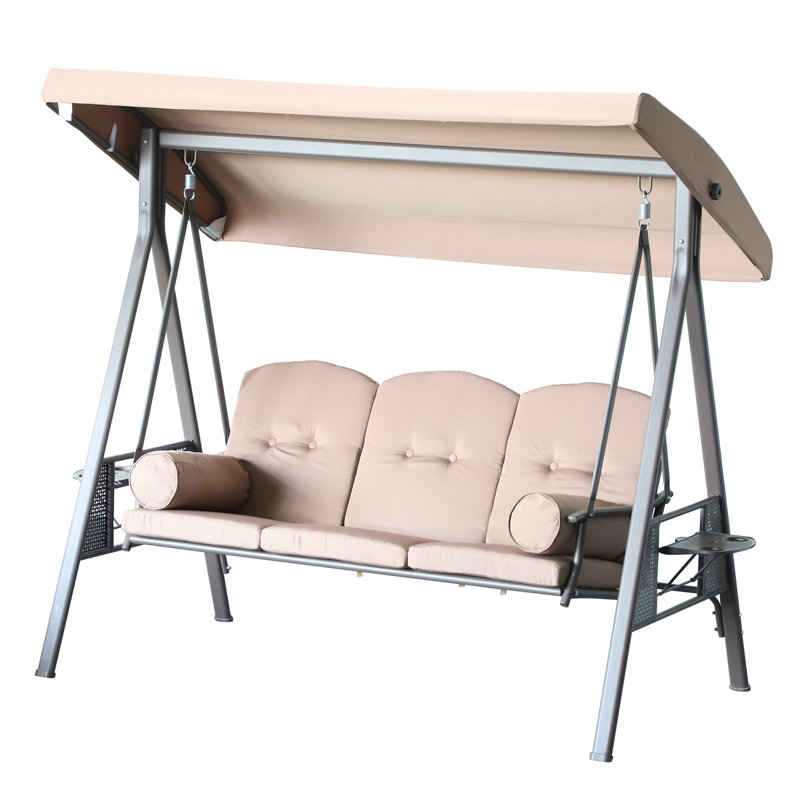 Balancelle en acier avec support, Beige, Gris