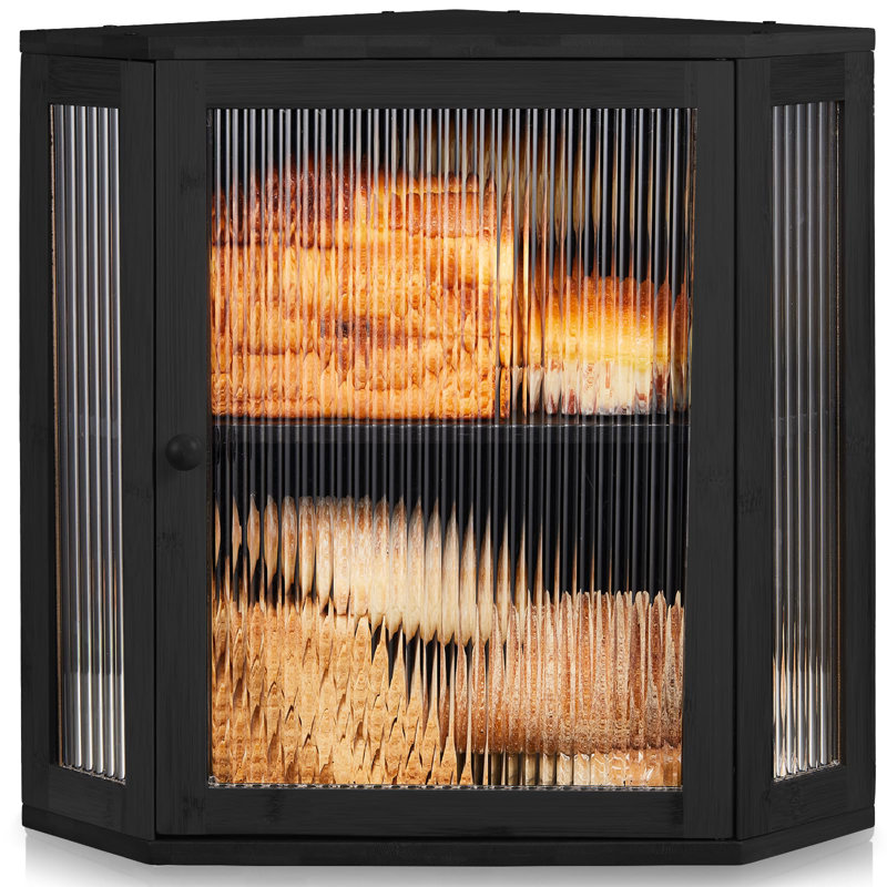 Boîte à pain de coin pour comptoir de cuisine, boîte à pain en bambou à double couche avec cloison réglable, rangement à pain moderne