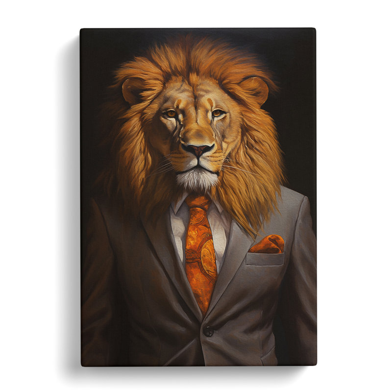 Lion In A Suit Painting No.2 - No Frame Print, 60cm H x 40cm W x 3cm D