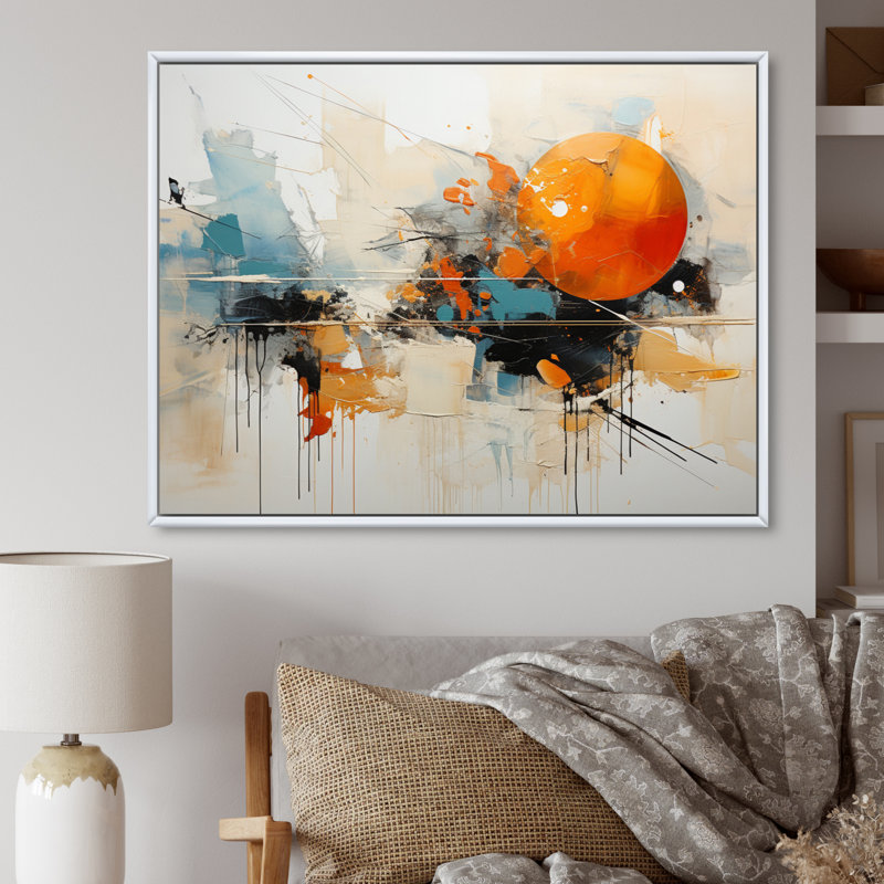 Teal Orange Bold Energy III - Dams Canvas Prints, White Floater Framed, 34" H x 44" W x 1.5" D