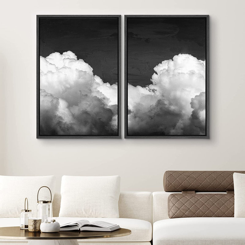 Ensemble de 2 reproductions encadrées sur toile, Noir, H 24 po x l 32 po x P 1,5 po