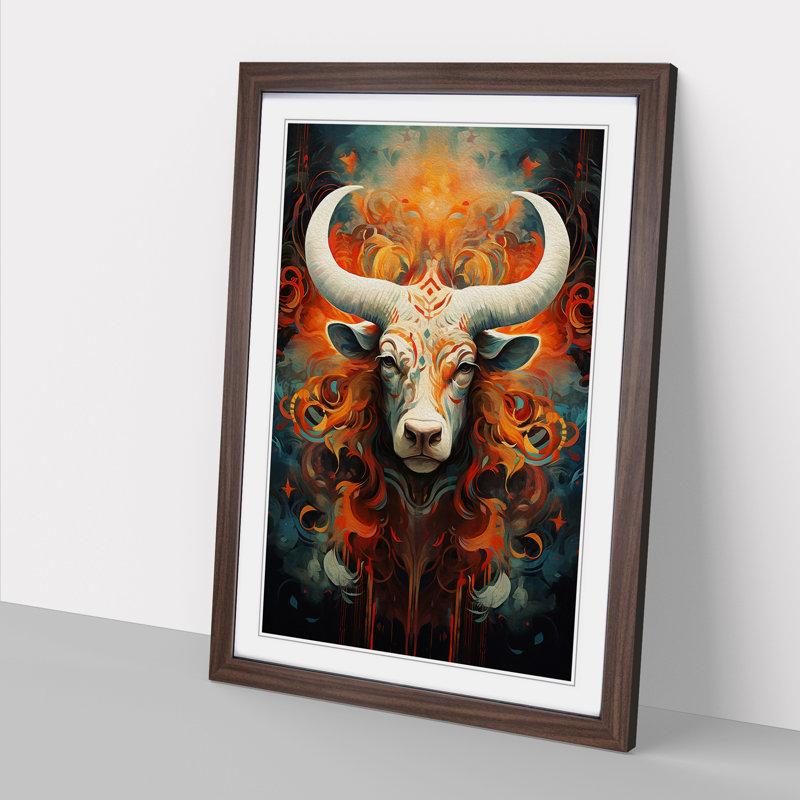 Taurus Zodiac Abstract - Framed Print, Walnut , 46cm H x 34cm W x 2cm D