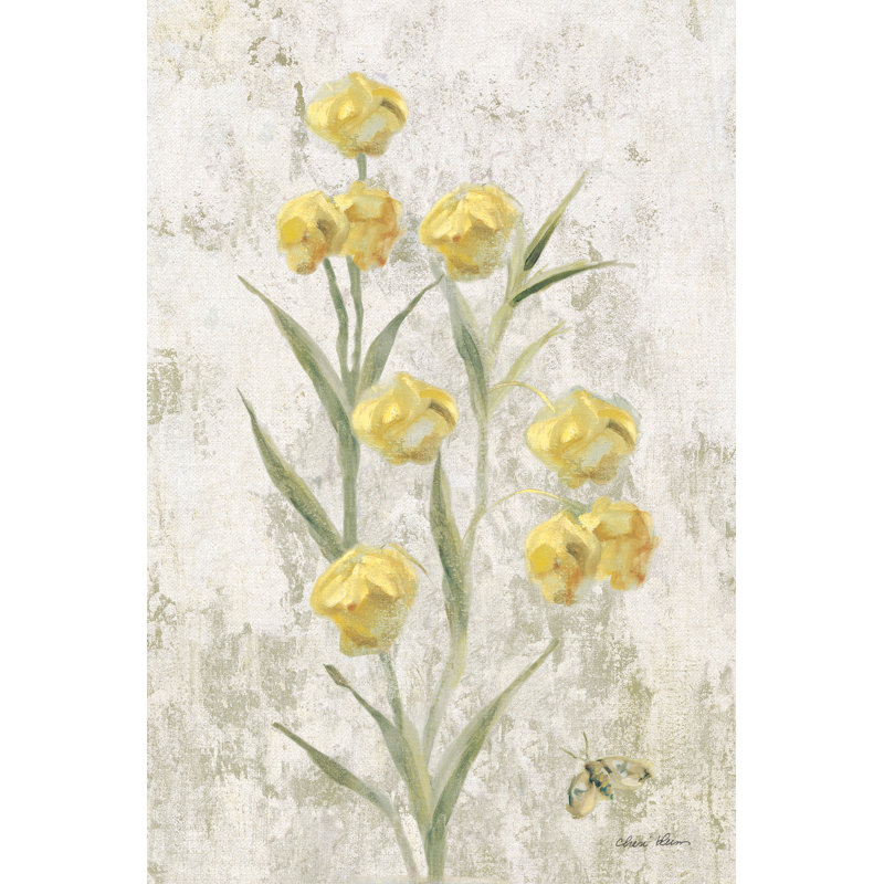 «Yellow Field Flowers Crop» par Cheri Blum - impression, Cadre doré simple, Non, H 48 po x l 32 po x P 1,25 po
