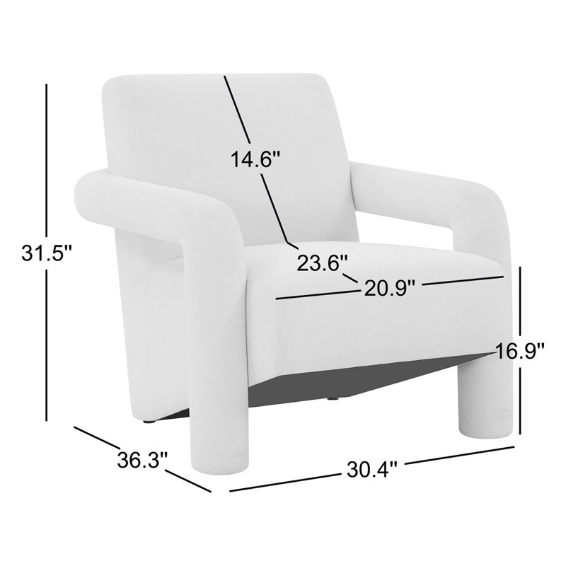 Fauteuil de 30,4 po Batula, Boucle gris