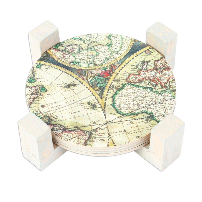 Ensemble de 4 sous-verres en bois découpés à la main Ordella