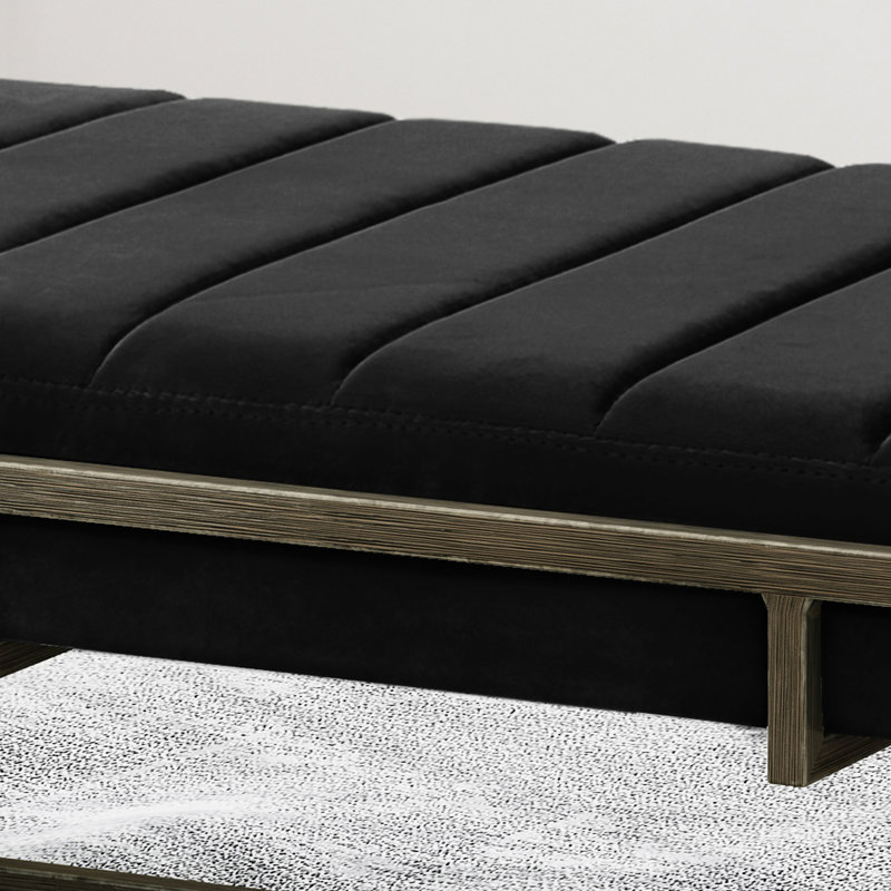 Velours rembourré, noir avec finition laiton moderne - aspect minimaliste, structure en métal, largeur de 25 po, hauteur du banc de 16 po, hauteur, largeur