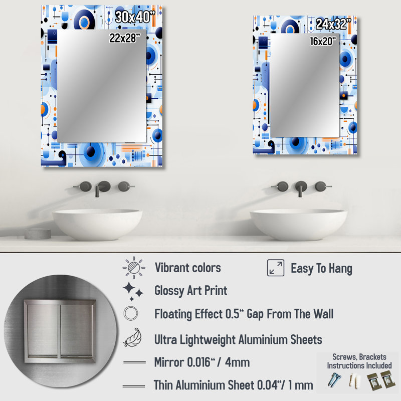 Valmonte - Modern Rectangular Wall Mirror, 40 po x 30 po