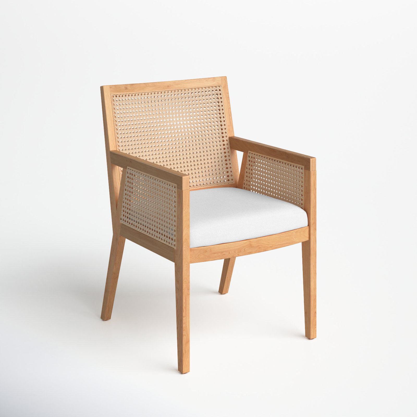 Aurora Cane Back Arm Chair, Beige