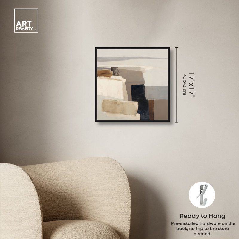 «Stone Layers I», impression sur toile encadrée par Art Remedy, cadre noir, 16 x 16, 17"H x 17"W, Black Frame